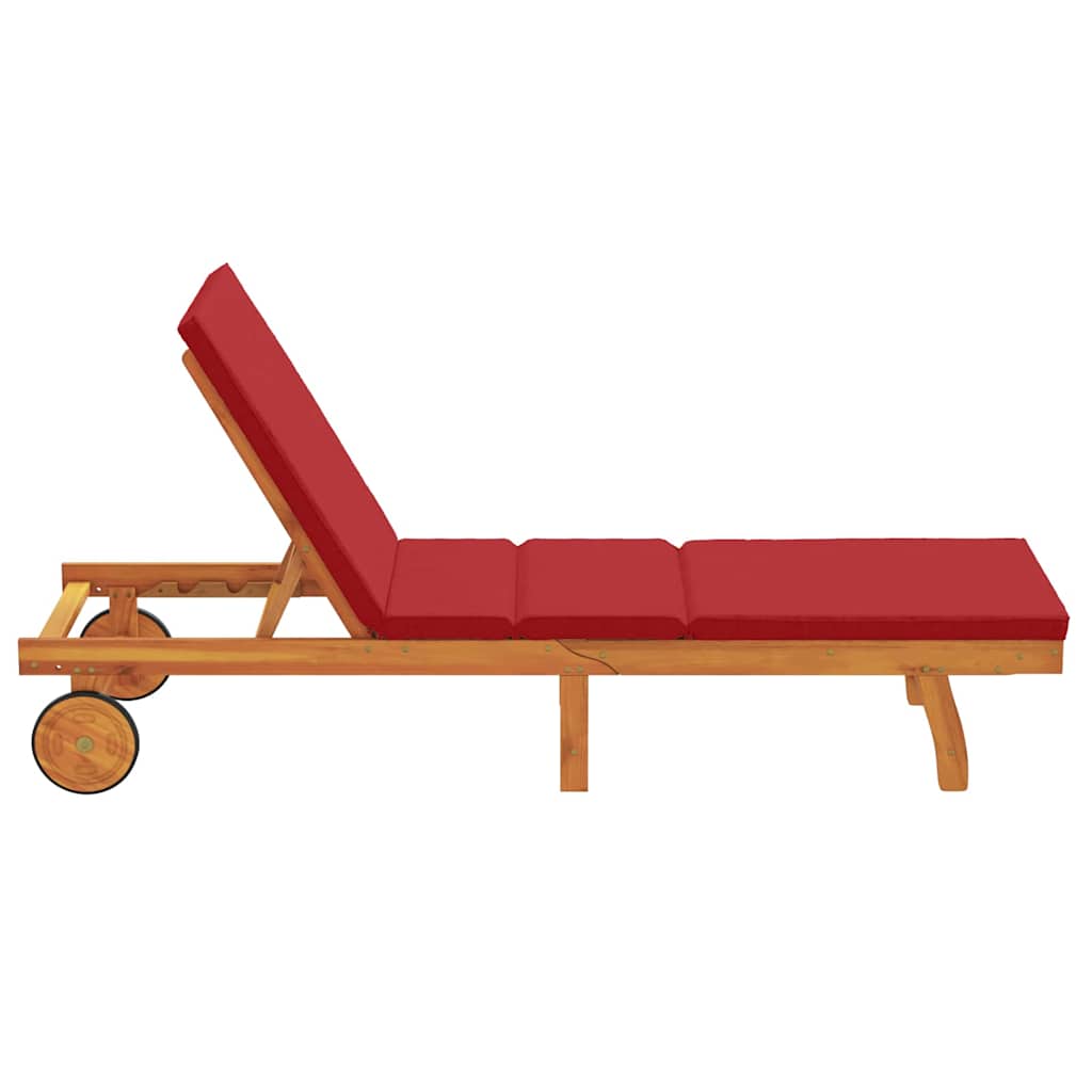 Sun Lounger Reclining Brown 63 x 199 x 85cm Solid Acacia wood